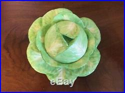 Vintage Cabbage Leaf Soup Bowl Cover & Under Plate Box Tureen Italy