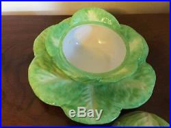 Vintage Cabbage Leaf Soup Bowl Cover & Under Plate Box Tureen Italy