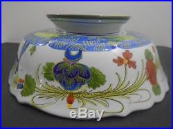 Vintage Cacf Faenza Blue Carnation Italian Pottery Bowl 11