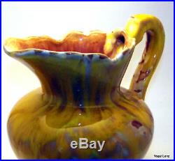 Vintage California Art Pottery Ceramic Bowl & Pitcher Drip Glazed Style #1109