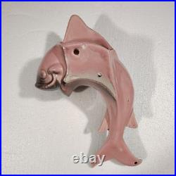 Vintage California Art Pottery Pink Koi Fish with Gold Trim