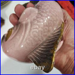 Vintage California Art Pottery Pink Koi Fish with Gold Trim