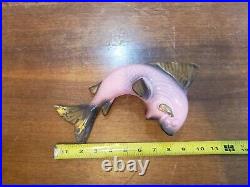 Vintage California Art Pottery Pink Koi Fish with Gold Trim