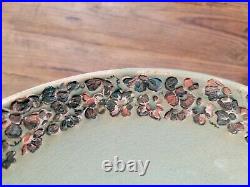 Vintage California Handmade Pottery Bowl with Painted Flowers
