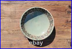 Vintage California Handmade Pottery Bowl with Painted Flowers