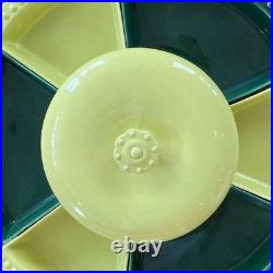 Vintage California Pottery Lazy Susan Serving Wm Frazier MCM Green Covered Bowl