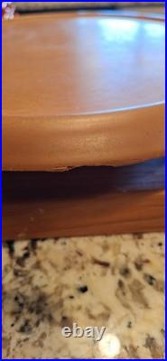 Vintage California Pottery Reddish Orange Gold Dip Serving Bowl/lazy Susan