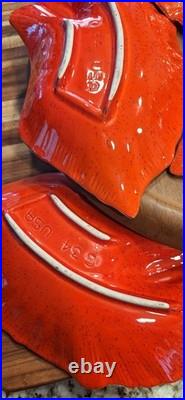 Vintage California Pottery Reddish Orange Gold Dip Serving Bowl/lazy Susan