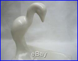Vintage Camark Pottery Rare Crane Egret Heron Bird Fish Bowl Holder EXCELLENT