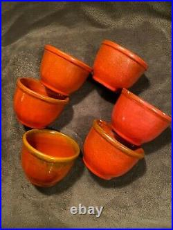 Vintage Catalina Island pottery custard cups Toyon red in color