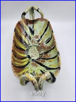 Vintage Ceramic A. R. Cole Pottery Serving Bowl Sandford NC Double Handled Signed