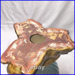 Vintage Ceramic Triple Rabbit Brown And Pedestal Bowl Light Blue Scallop Top