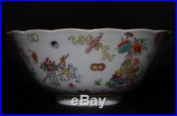 Vintage Chinese Hand Painted Pottery Porcelain Flowe Bowl Mark Qianlong