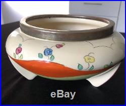 Vintage Clarice Cliff Bowl On Three Angled Feet From The Bizarre Range