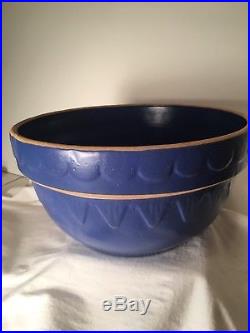 Vintage Clay City Indiana Royal Cobalt Blue Glaze 7 Quart Pottery Bowl