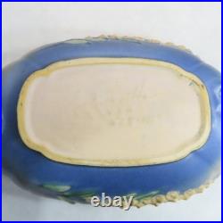 Vintage, Collectible Blue Roseville Foxglove Console Bowl 15 Wide