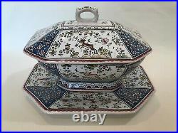 Vintage Conimbriga Portugal Hand Painted Large Covered Tureen withUnderplate