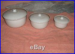 Vintage Coors Ceramics White 6 Pc Casserole Bakers With Lids Nesting Bowls RARE