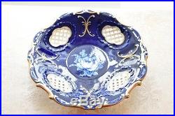 Vintage Czech Bohemian Cobalt Blue Porcelain Reticulated Plate Bowl PirkenHammer