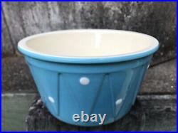 Vintage DIANA Pottery Blue Polka Dot Spots Kitchen Bowl Large Size 20cm Across