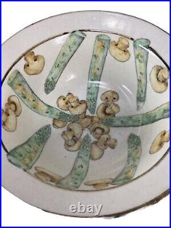 Vintage Davila Brodsky 1978 Mushroom Asparagus Studio Pottery Soup Bowl