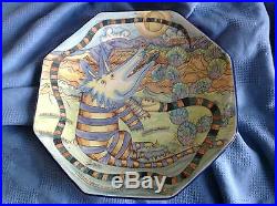 Vintage Davila Brodsky Rabbit Artworks Large Octagonal Arched Bowl 1987