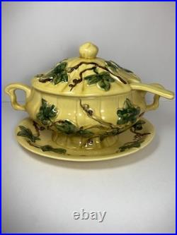 Vintage DeForest of California Soup Tureen Full Set Yellow Ivy Motif Mid Century
