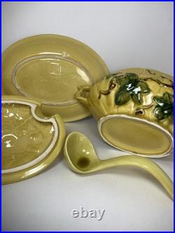 Vintage DeForest of California Soup Tureen Full Set Yellow Ivy Motif Mid Century
