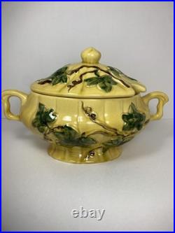 Vintage DeForest of California Soup Tureen Full Set Yellow Ivy Motif Mid Century