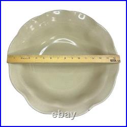 Vintage De Silva Italy Large Beige Scalloped Ceramic Serving Bowl Rustic Pottery