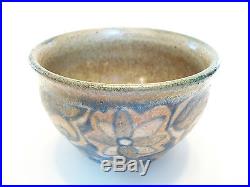 Vintage Decorated & Glazed Studio Pottery Bowl Signed Late 20th Century