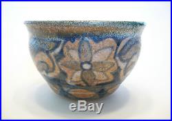 Vintage Decorated & Glazed Studio Pottery Bowl Signed Late 20th Century