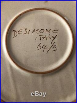 Vintage Desimone Hand Painted 14 Shallow Serving Bowl Italy Cubism