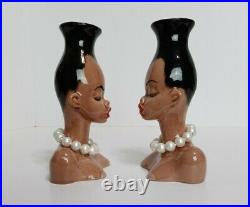 Vintage Dorothy Kindell Hawaiian Nude Signed Vase Risque Pottery Art Set of 2