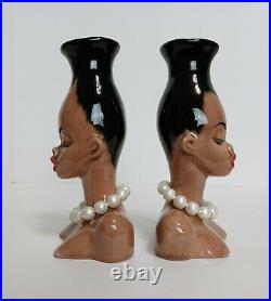 Vintage Dorothy Kindell Hawaiian Nude Signed Vase Risque Pottery Art Set of 2