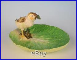 Vintage EB NAPOLI Lettuce Ware Bird Tray Bowl Italian Art Pottery Cabbage Italy