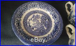 Vintage EIT England Blue Willow Service for 8 Plus Large Platter & Serving Bowl