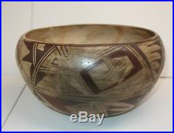 Vintage Early Hopi Polychrome Pottery Bowl Hand Coiled Large 9-3/4 x 5