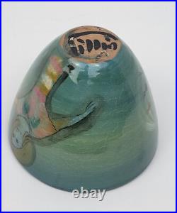 Vintage Early Polia Pillin Ceramic Pottery Bowl 2 Women And Fish