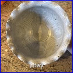 Vintage Earthgender Pottery Large Ruffled Bowl MCM California Stoneware Signed