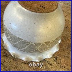 Vintage Earthgender Pottery Large Ruffled Bowl MCM California Stoneware Signed