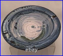 Vintage Edna Arnow. Chicago Studio Pottery. Blue/ Green Glaze Low Bowl