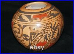 Vintage Emmaline Naha Hopi Pueblo Traditional Polychrome Pottery Bowl c. 1980's