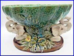 Vintage Estate Majolica Elephant Compote Centerpiece Bowl