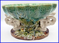 Vintage Estate Majolica Elephant Compote Centerpiece Bowl
