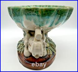 Vintage Estate Majolica Elephant Compote Centerpiece Bowl