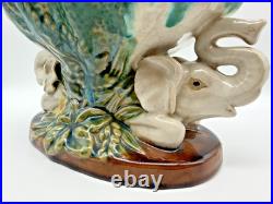 Vintage Estate Majolica Elephant Compote Centerpiece Bowl