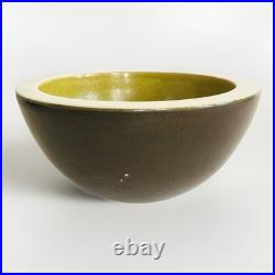 Vintage European Studio Pottery Bowl Olive Green Brown, Modern 70s Masculine Art