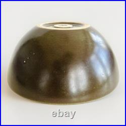 Vintage European Studio Pottery Bowl Olive Green Brown, Modern 70s Masculine Art
