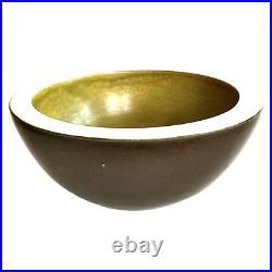 Vintage European Studio Pottery Bowl Olive Green Brown, Modern 70s Masculine Art